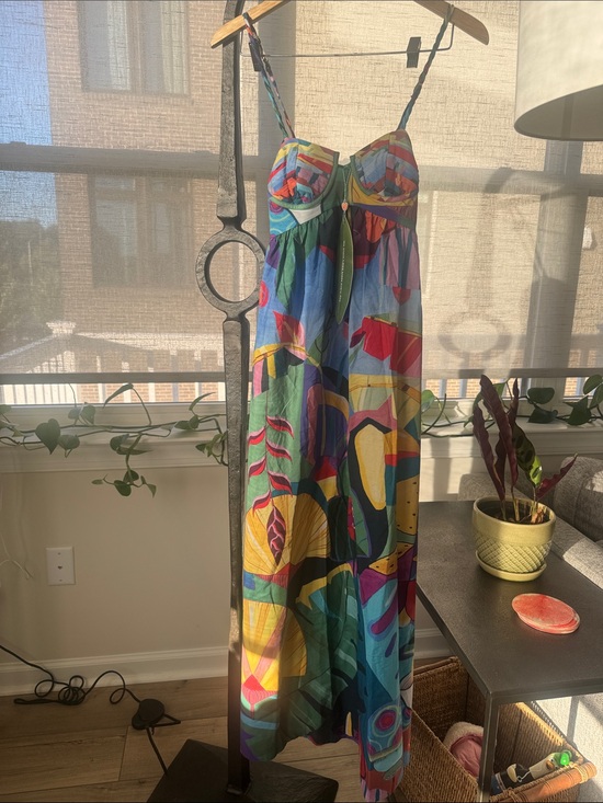 FARM Rio Dresses & Skirts - FARM Rio Multicolor Abstract Maxi Dress with Adjustable Spaghetti Straps